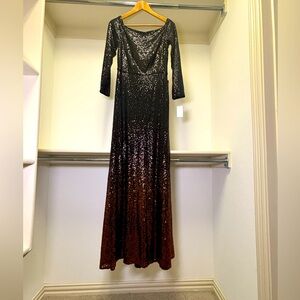 Tadashi Shoji Black Ombré Sequin Maxi Dress